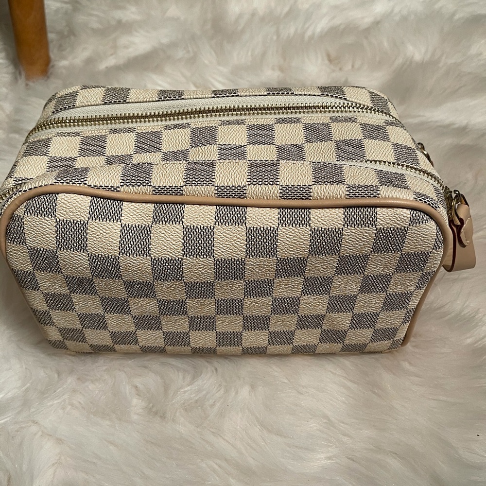 Large Checkered Makeup Bag